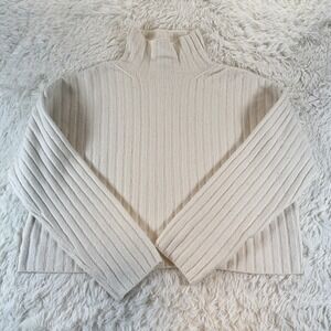 Open‎ Edit Women's Ribbed Mock Neck Cropped Sweater Top Size Large Neutral